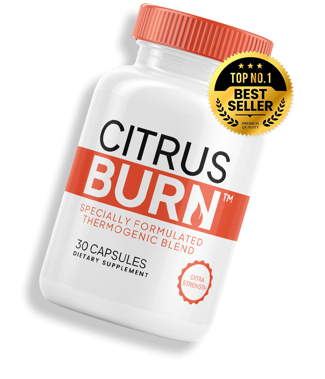 CitrusBurn supplement bottle with blue and white citrus-inspired label