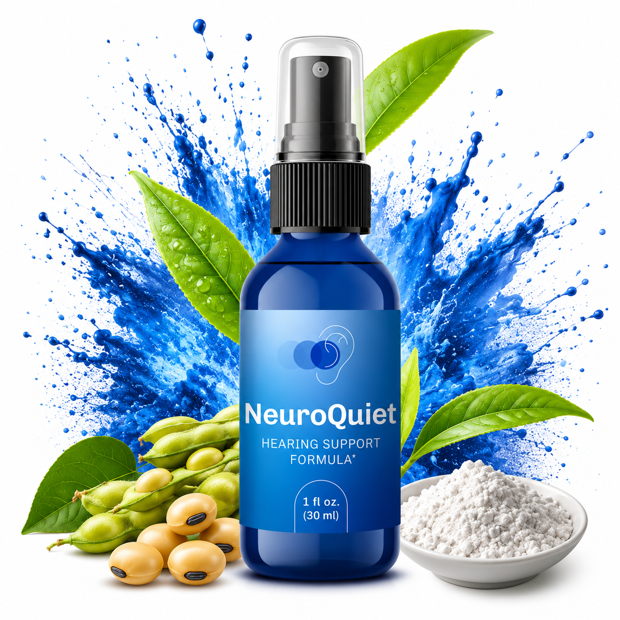 NeuroQuiet nervous system wellness supplement bottle with natural ingredients