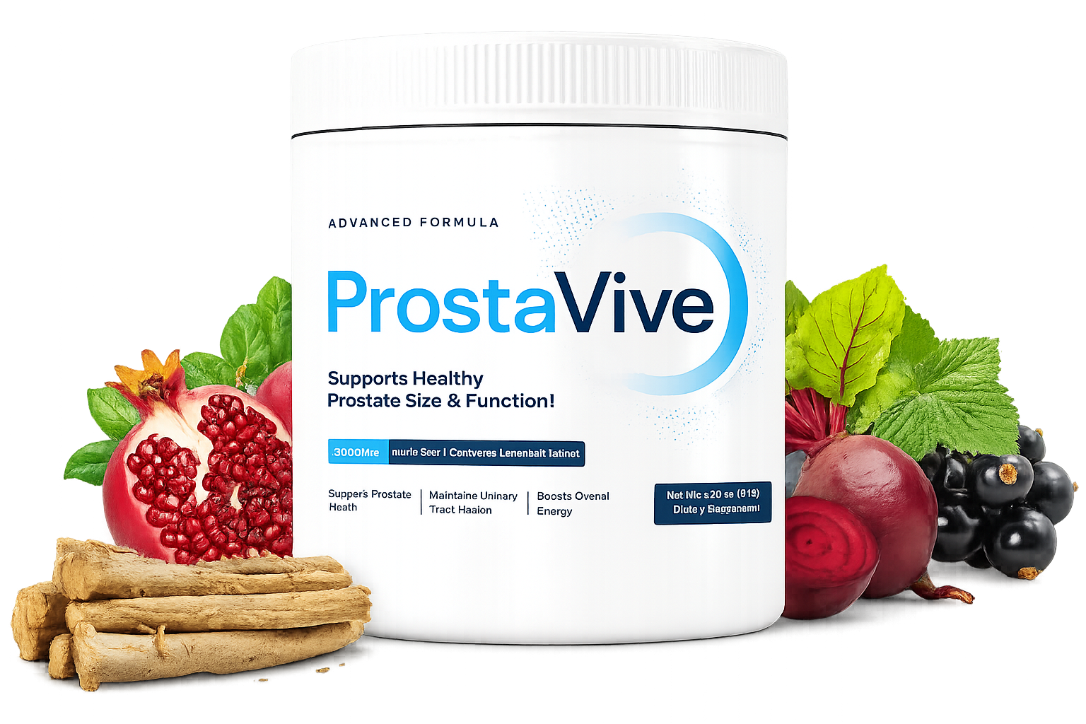 Prostavive prostate health supplement powder bottle on a light background
