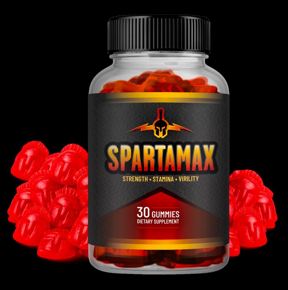 Spartamax sexual stamina gummy bottle in light blue and blue packaging